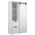 thumbnail image 6 of 71'' High Wardrobe Closet,Freestanding Sliding Barn Door,Bedroom Storage Cabinet with Hanging Rod & 2 Drawers &  Wooden Storage Shelves, for Cloakroom Apartment, 6 of 8