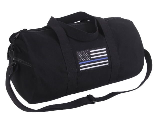 Rothco Thin Blue Line Canvas Shoulder Duffle Bag Black by Rothco