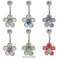 thumbnail image 1 of Bague de Nombril Design Floral avec Gemmes Colorées CZ, 1 of 10