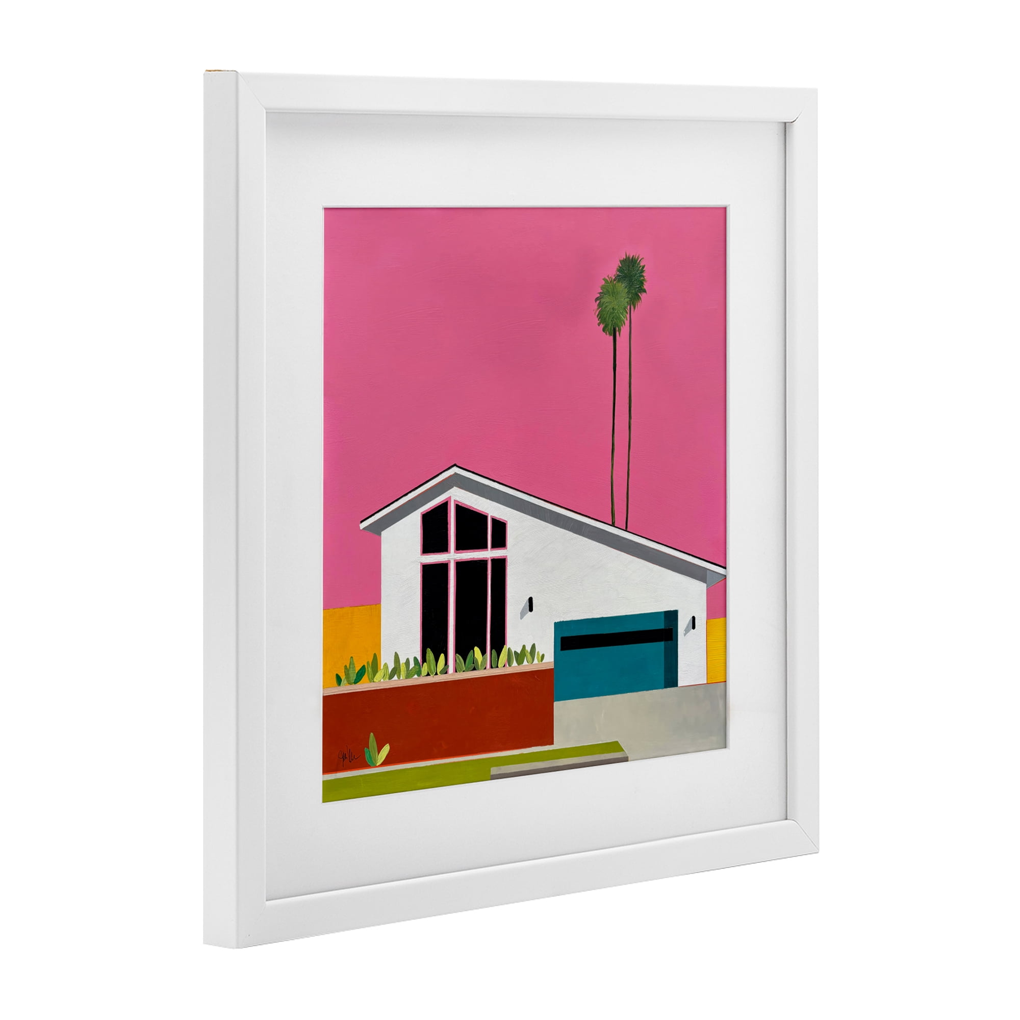 Stupell Industries Pink Sunkissed Suburbia White Framed Print Under Glass, design by Jan Weiss