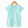 thumbnail image 2 of kpoplk Baby Short Sleeve Romper Unisex Newborn Cotton Jumpsuit Summer Lightweight Breathable Onesie for Infant Boy Girl Size 0-6 Months,Mint Green, 2 of 4