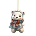 thumbnail image 2 of YOHAVEN Cute Bear Acrylic Pendant Christmas Ornament Hanging Holiday Decoration with Scarf for Car Home Office Winter Party Festive Gift, 2 of 3