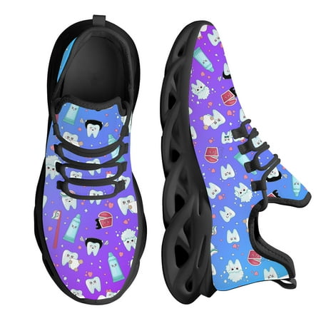 

Dental Sneakers Lightweight Tooth Design Mesh Swing Sneakers for Women Comfort Lace-up Cushion Footwear Zapatillas