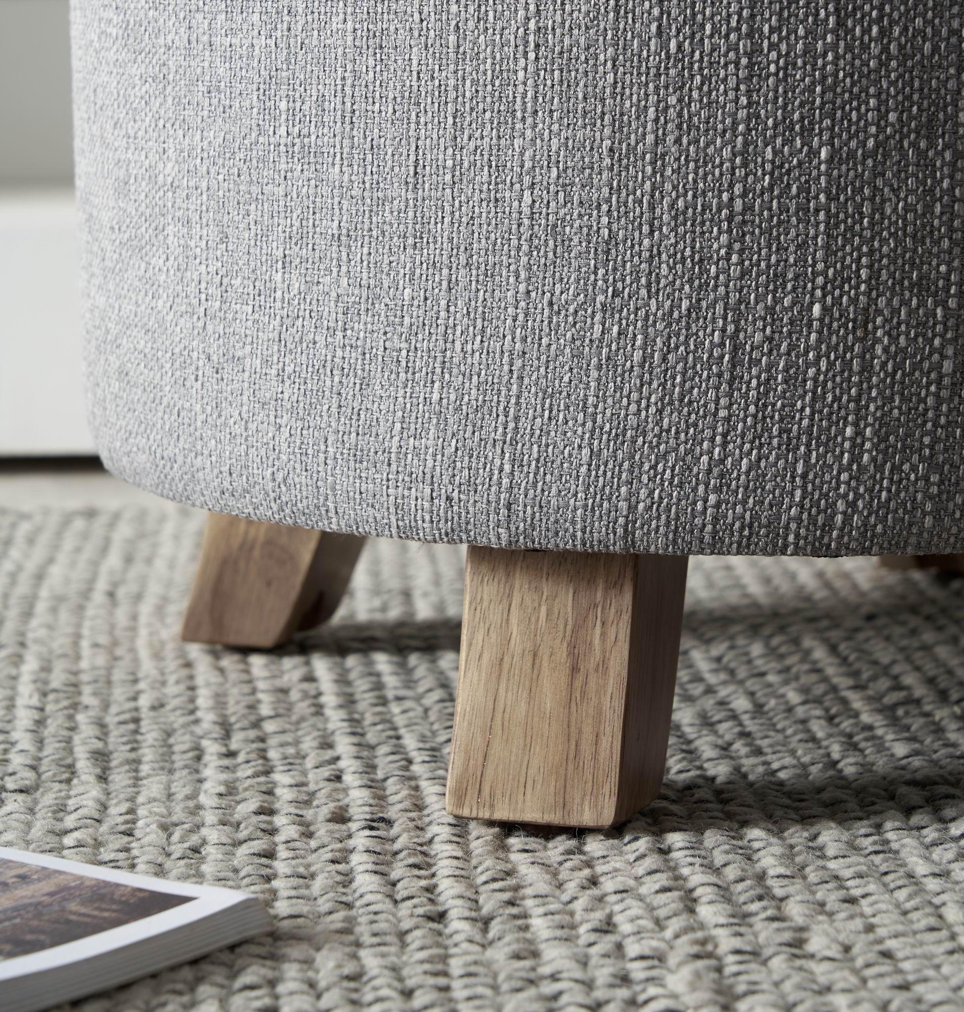 Better Homes & Gardens Round Tufted Storage Ottoman, Gray photo 4