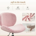 thumbnail image 3 of Armless Vanity Chair with Wheels, Comfy Velvet Desk Chair, Ergonomic Office Chair with Back for Small Space, Pink, 3 of 11