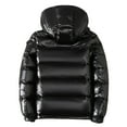 thumbnail image 4 of Breezora Women's Hooded Quilted Puffer Jacket Winter Warm Thickened Full Zip Shiny Ski Coat For Hiking Outdoor L Size Black, 4 of 9