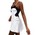 thumbnail image 4 of Liacowi Women Satin Dress Low-Cut Backless Hollow Out Lace Spaghetti Strap A-line Mini Dress, 4 of 9