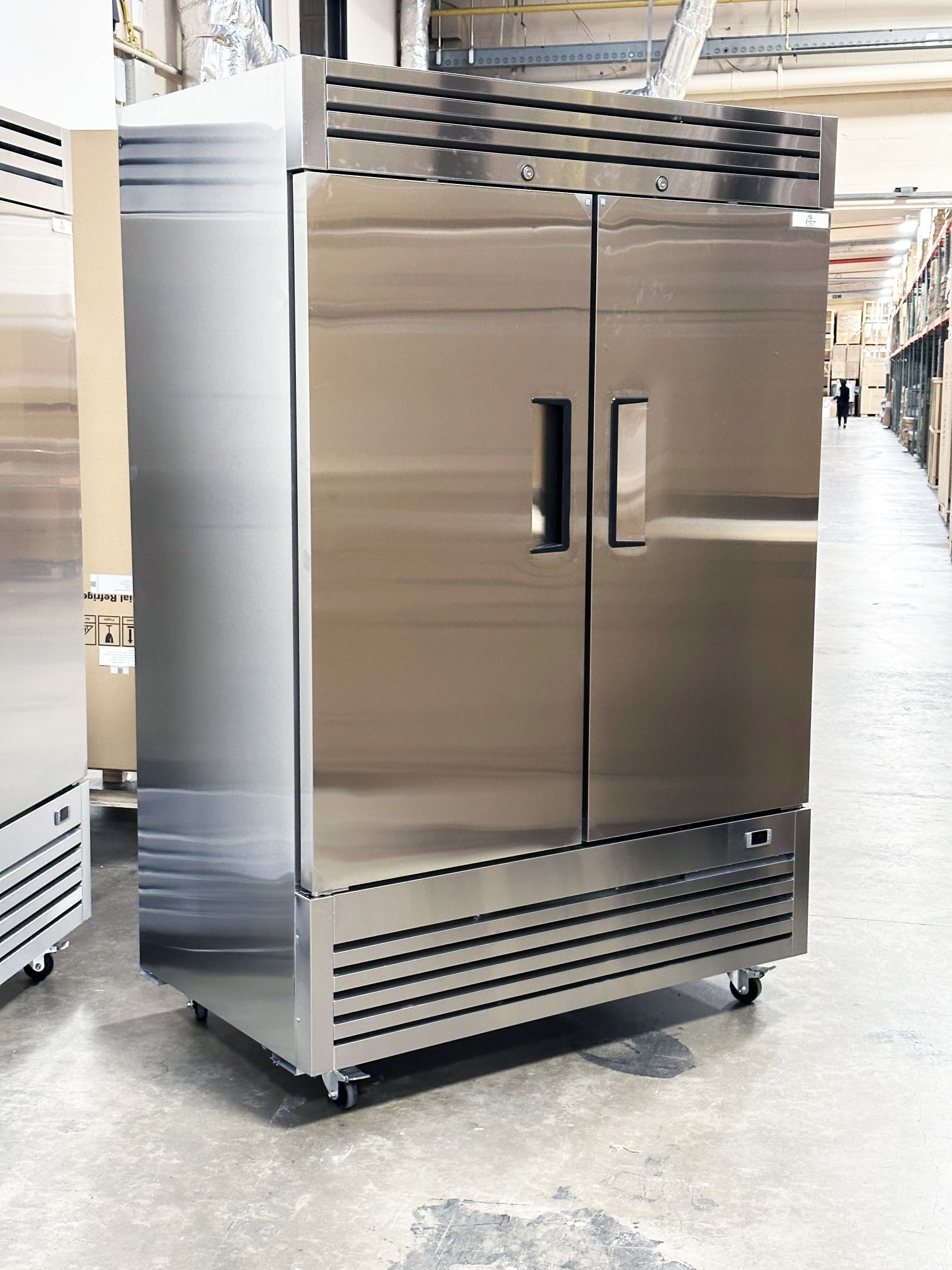 Cooler Depot Reach In Two Door Stainless Steel Fridge Refrigerator Stainless Steel Interior AKR-13781, NSF Certified