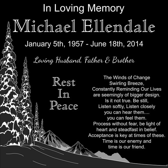 Lazzari Collections Custom Made Personalized Memorial 12x12 Inch Engraved Black Granite Grave Marker Headstone Plaque PT1