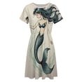 thumbnail image 4 of Long Hair Mermaid Short Sleeve Dress Women Summer Evening Dresses Ladies Sundress, 4 of 7