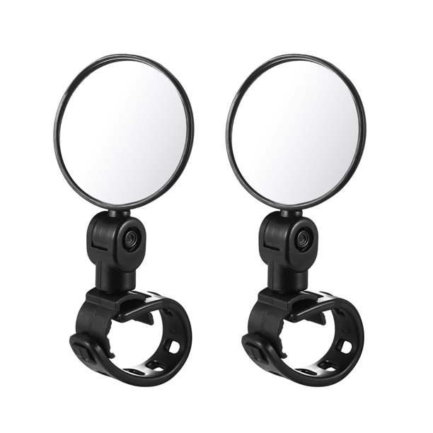 WINOMO - 2 espejos retrovisores universales ajustables para manillar de bicicleta, con rotación de 360°, para bicicletas de montaña y carretera (negro)