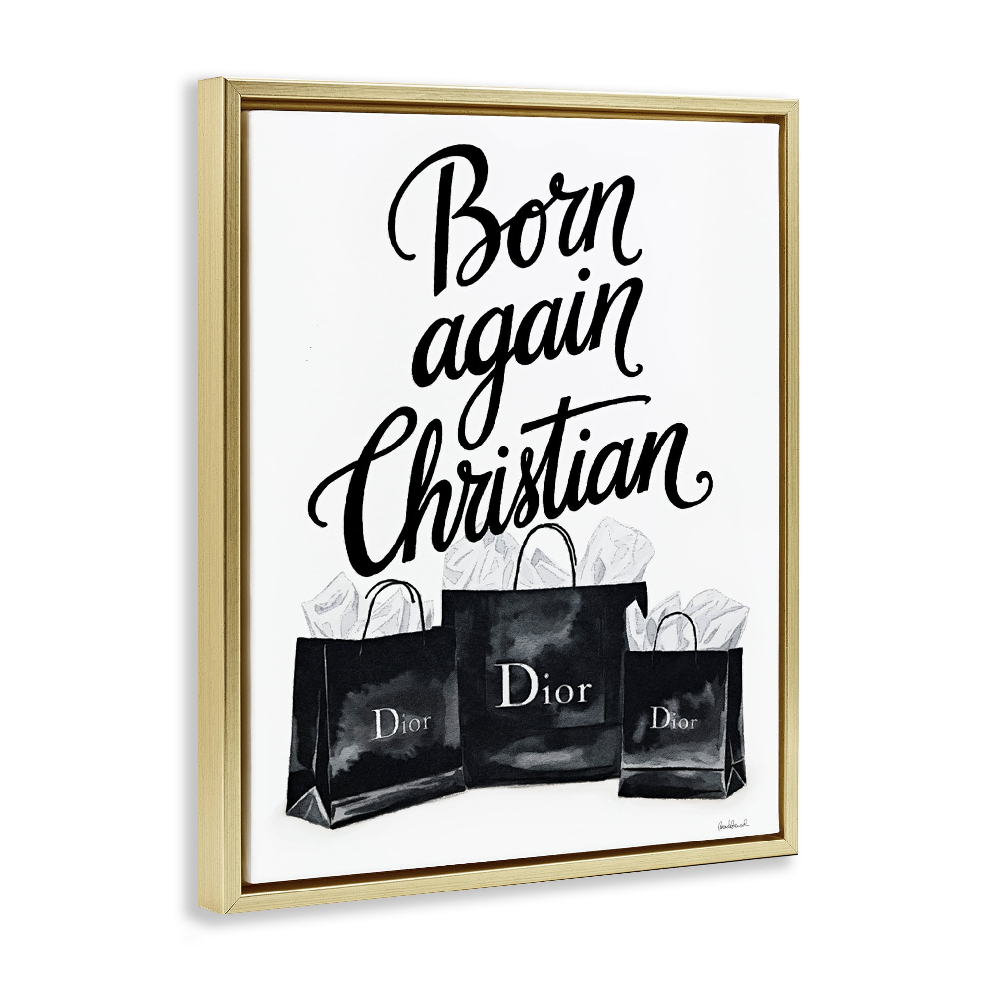 Shopping Born Again Christian Gold Framed Floater Canvas Wall Art, design by Amanda Greenwood
