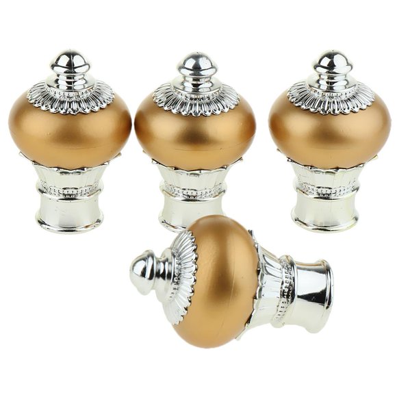Curtain Drape Rod Pole Decorative Caps 28mm Inner Dia. Bright Gold Style_1