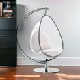 thumbnail image 5 of HomeRoots 520658 45.4 x 28.4 x 23.8 in. White & Silver Acrylic & Faux Leather Balloon Chair, 5 of 7