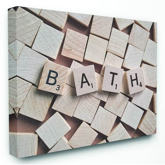 Stupell Industries Bath Scrabble Letters Bathroom Photograph Canvas Wall Art by Daphne Polselli