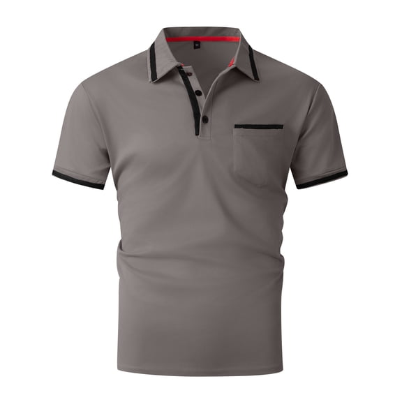 Men's Polo Shirts Short Sleeve Casual Button Up T Shirt Slim Fit Golf Shirts with Pocket 2XL
