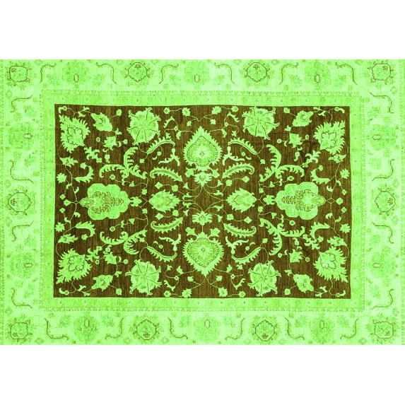 Ahgly Company Indoor Rectangle Oriental Green Traditional Area Rugs, 5' x 8'