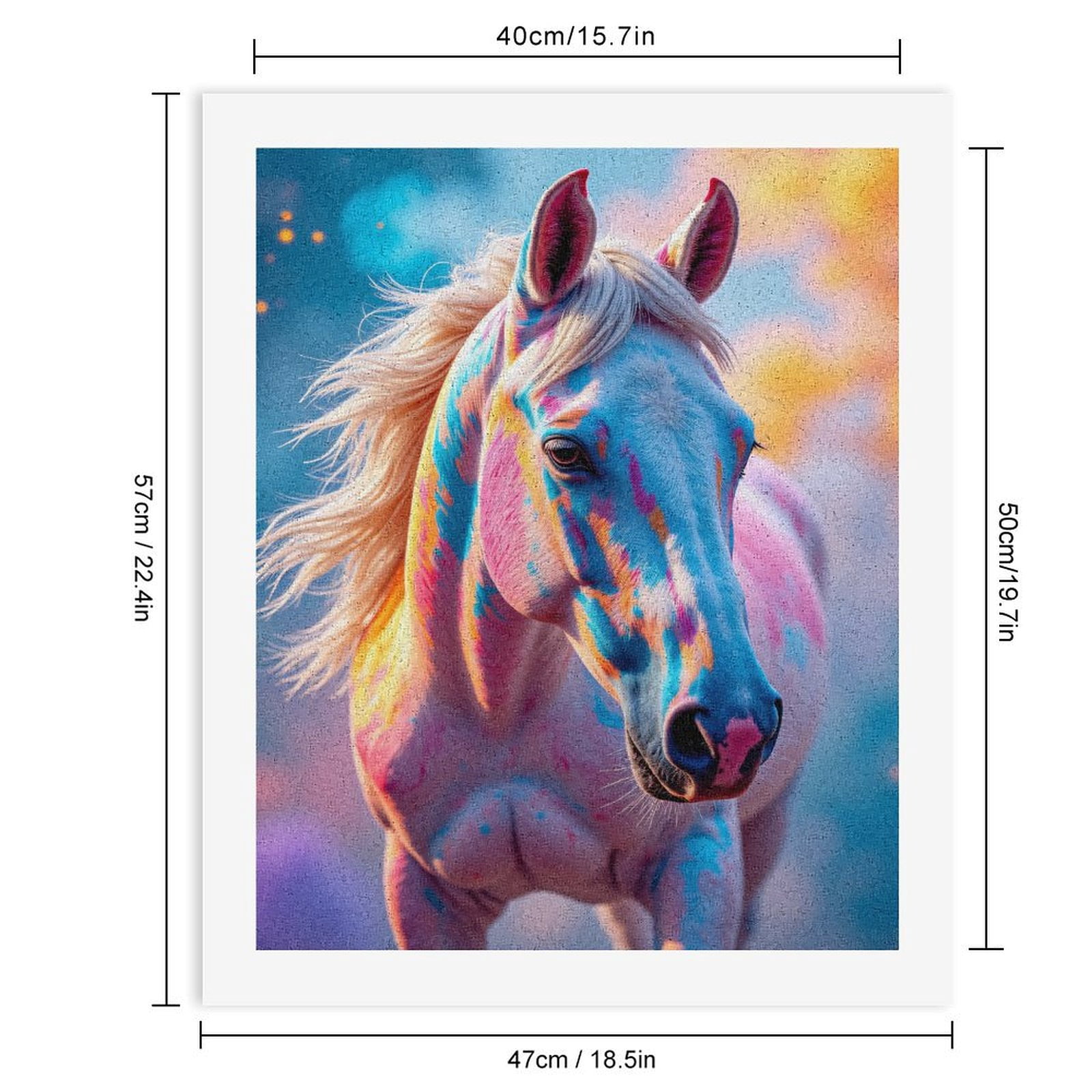 Paint By Numbers Kit for Adults Beginner - DIY Colorful Vibrant Horse Art Fantasy Canvas Painting Kits for Adults, Frameless Paint By Number for Adults for Home Wall Decor 16x20 Inch