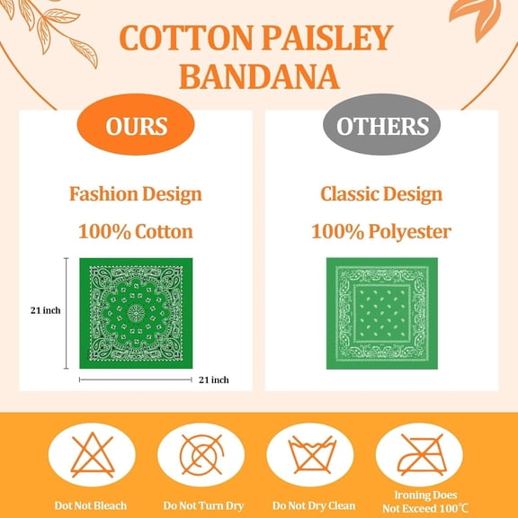 WEIFEI-24 Pack Bandanas Bulk 22x20 Inch Cotton Paisley Bandanas Headband Scarf for Men Women