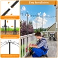 thumbnail image 4 of PUCACHI 2-Pack 10ft Outdoor String Light Poles for Patio, Deck, Backyard - Heavy-Duty Metal Poles with Fork Brackets, Weather-Resistant & Adjustable Height - Easy Installation (Black Finish), 4 of 11