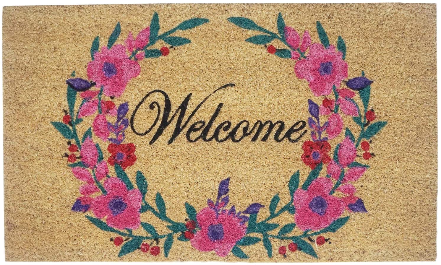 Natural Coir Doormat Indoor Outdoor, Easy Clean LowProfile Waterproof