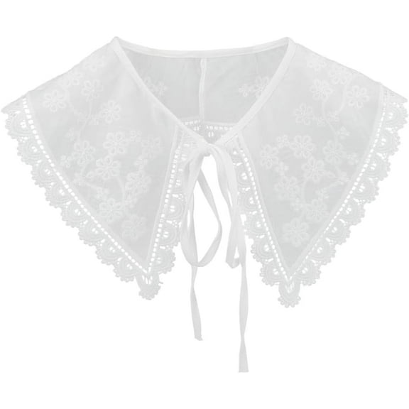 Detachable White Lace Collar Cotton False Floral Embroidered Collars Vintage Hollow Out Lace Applique Edge Neckline Trim Choker for Women Dresses Shirts Party Costume Clothes Accessory