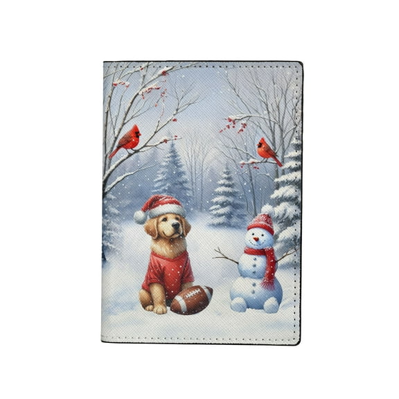 Hello Winter Golden Retriever Football Snowman Welcome Snowy Morning Travel Passport Wallet Goldens Dog Lover Gifts Idea PU Leather Passport Holder Cover - 01012