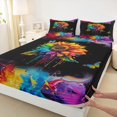 thumbnail image 3 of Manfei Colorful Sunflower Queen Sheet Sets,Watercolor Splash Ink Flat Sheet,Modern Aesthetic Art Queen Fitted Sheet For Children,Breathable Home Decor,4-Piece, 3 of 7