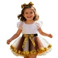 thumbnail image 4 of Byoo Little Girls' Tiger Print Tutu Dress Ruffle Sleeve Bow Waist Tulle Party Dress for Carnival Birthday Parties Dresses,Coffee, 4 of 4