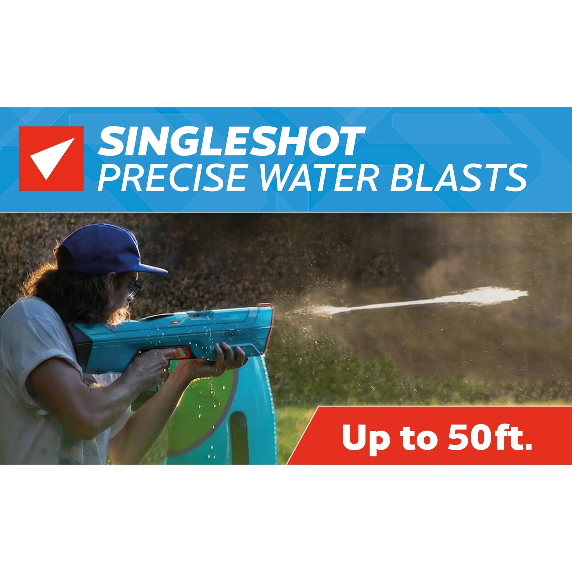 SPYRA Electric Water Blaster, Outdoor Squirt Gun for Pool Games, SpyraFour, Red