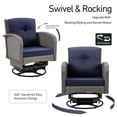thumbnail image 4 of 3PCS Outdoor Patio Furniture Rocking Chair Sets, Segmart Outdoor Poolside Bistro Swivel Chair Conversation Set w/ Table, 2 Rocking Chair, Removable Cushions, Max Weight 360 lbs, Dark Blue, 4 of 8