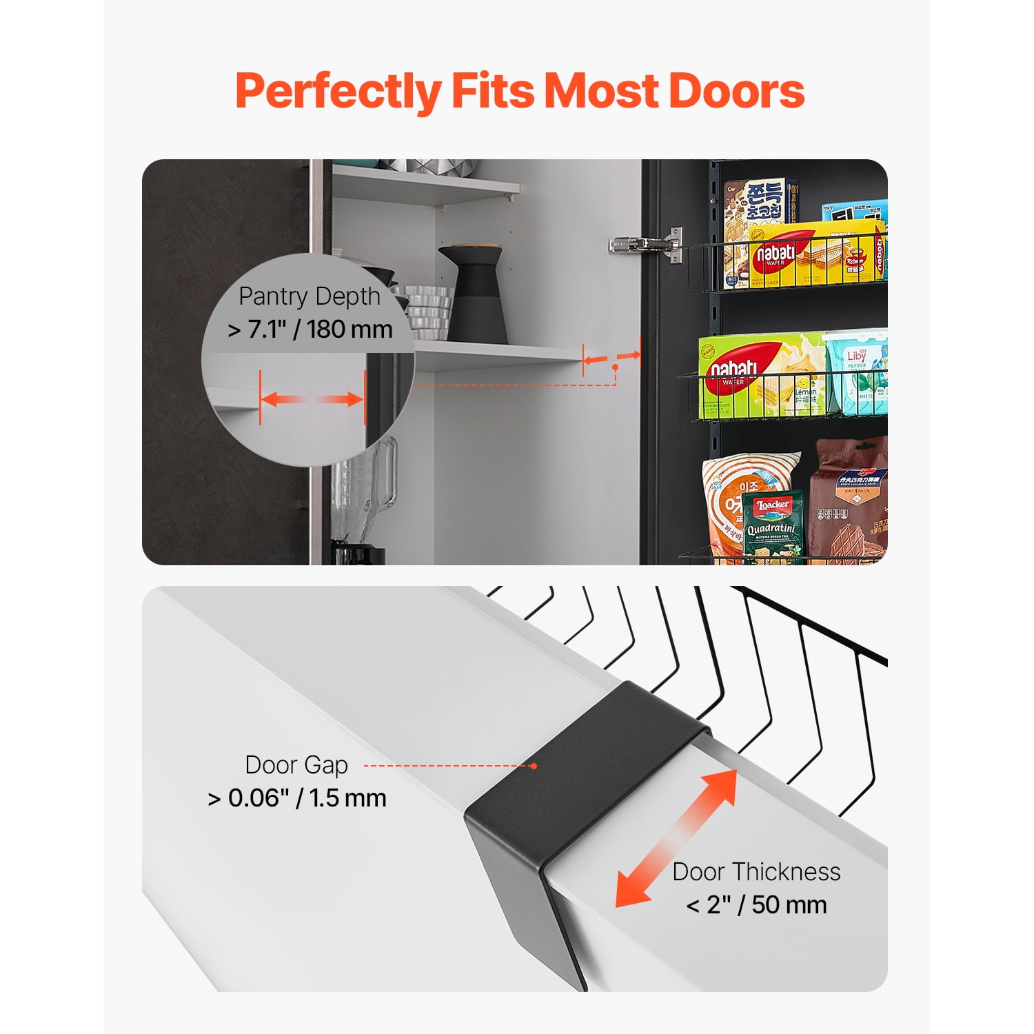 KFFKFF Door-Mounted Pantry Organizer, 9-Level Storage Solution, Robust Steel Constructed Spice Holder, Wall-Mounted Adjustable Seasoning Racks, Suitable for Kitchen, Laundry Area, Bathroom, Black
