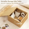 thumbnail image 3 of Fluted Square Coffee Table with Storage-Large Wood Center Table with Solid Wood Veneer Top, Mid Century Modern Low Coffee Table for Living Room, Natural, 3 of 14