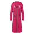 thumbnail image 3 of Womens Rain Jacket Casual Zip Up Long Sleeve Outdoor Shacket with Pockets Solid Peacoat, 3 of 3