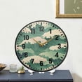 thumbnail image 4 of Yayeee Wall Clock Battery Operated 9.5" Silent Quartz Non-Ticking for Living Room Decor, Green Wave Pattern, 4 of 8