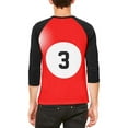 thumbnail image 2 of Halloween Billiard Pool Ball Three Costume All Over Mens Raglan T Shirt White-Black SM, 2 of 2
