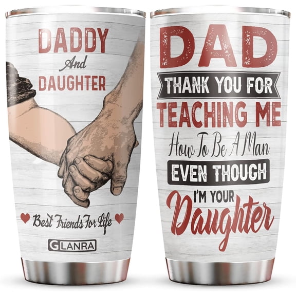 Dad Tumbler, Gifts for Dad, Dad Daughter Tumbler 20 Oz Stainless Steel with Lid, Best Friends For Life Travel Mug, Daddy Coffee Cup, Father Days Gifts