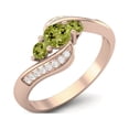 thumbnail image 2 of 0.40 Ctw Round Peridot 925 Sterling Silver Rose Vermeil Three Stone Mother's Day Gift Ring, 2 of 3