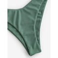thumbnail image 6 of ZAFUL for Women Swimsuit Ribbed Crisscross Tie High Cut Bikini Swimsuit Light Green S, 6 of 6