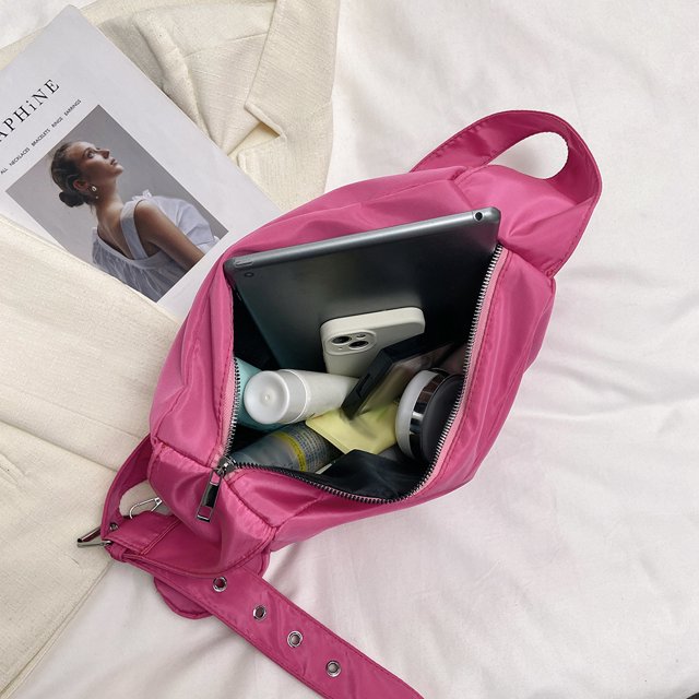 Bolsa vagabundo de moda para mujer, bandolera informal con cremallera y pequeño (rosa roja) Ndcxsfigh Para Estrenar