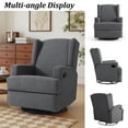 thumbnail image 3 of Recliner Chair Set of 2 Swivel Glider Rocker Nursery Chair for Adults, High Back Upholstered Rocking Armchair for Living Room, Manual Reclining Sofa Lounge Chair with Deep Seat in Fabric - Gray, 3 of 6