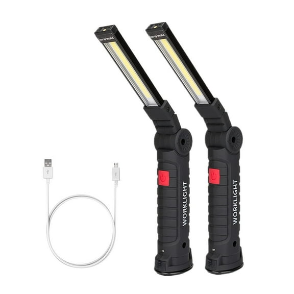 Rechargeable LED Work Light Grill Light with Magnetic Base 5 Modes 360° Rotate (2Pack Black) Father's Gift