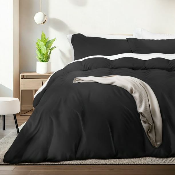 Juego de Funda para Edredon Duvet Dreamlab, Tamaño King Size, Color Negro, 3 Piezas