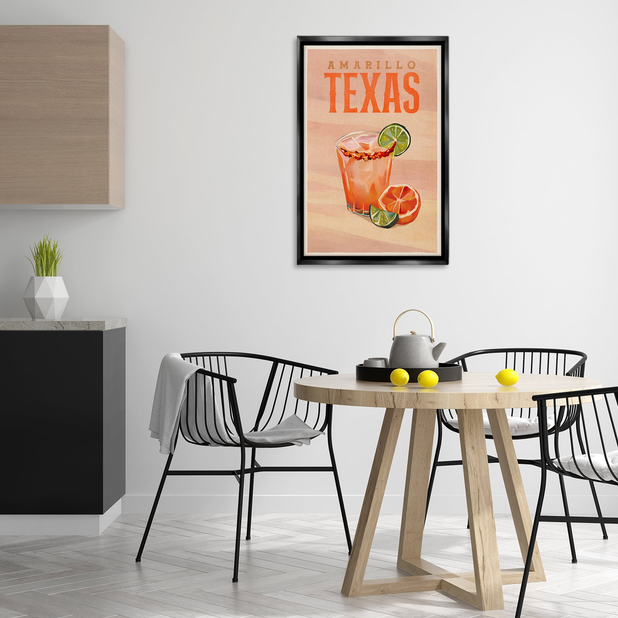 Stupell Industries Amarillo Texas Cocktail Food & Beverage Painting Black Floater Framed Canvas Art Print Wall Art, 21 x 31