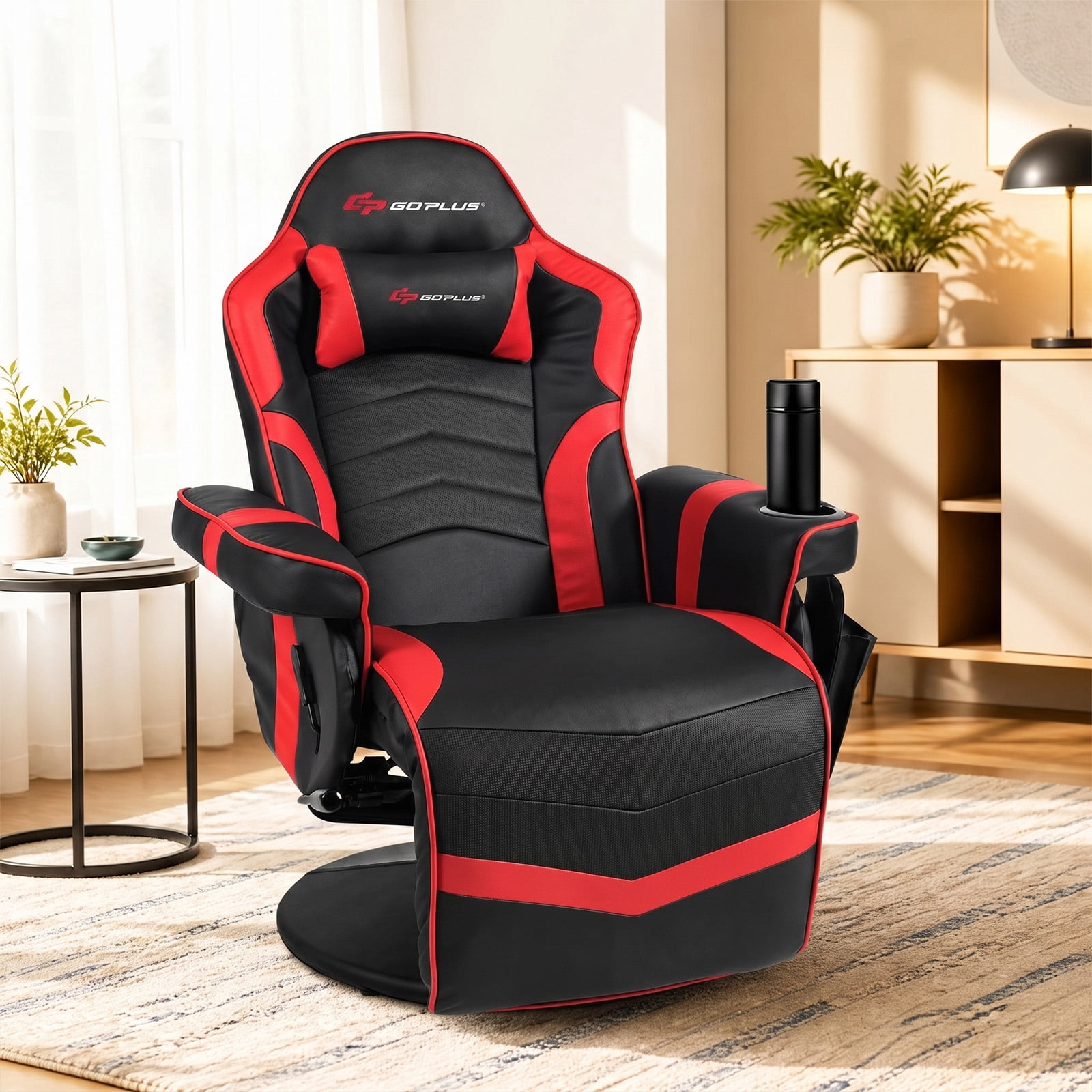 レッドリクライニングチェア Goplus Ergonomic Gaming Chair with Lumbar Support & Remote Control