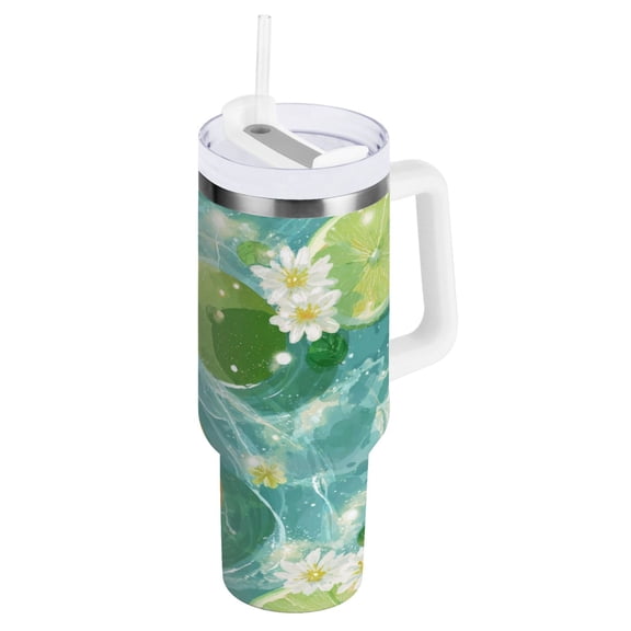 30 oz Insulated Stainless Steel Tumbler Double Wall Stainless Steel Tumbler with 2-Way Drinking Oranges and Limes