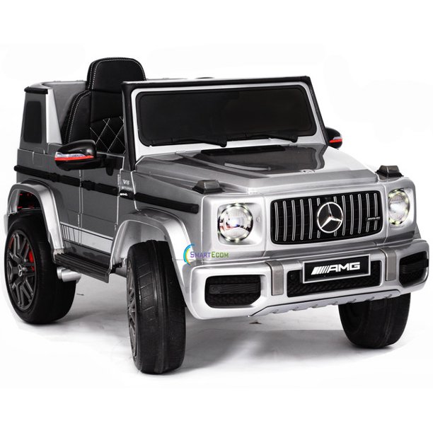 12v Powered Mercedes Amg G63 Ride On Electric Car For Kids With Remote Control Led Lights Mp3 Leather Seat Color Silver Walmart Com Walmart Com