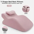 thumbnail image 3 of ColourTree Pink Adult Ergonomic Memory Foam Bed Triangle Wedge Pillow Headboard with Face Down Massage Prone Pillow Function for Reading, with Washable Cover, 3 of 7