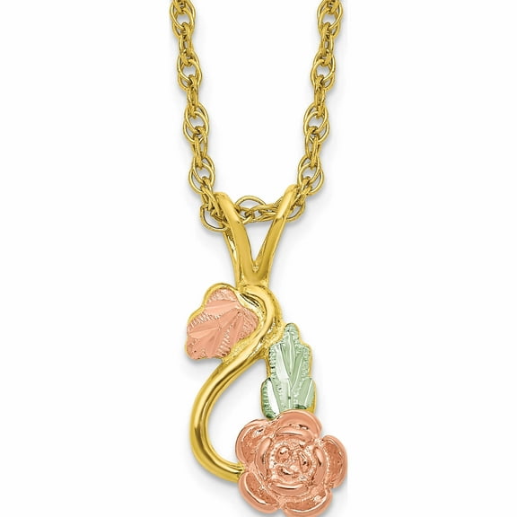 10K Tri Color Tri-Color With 14K Gold-Filled Chain Black Hills Gold Necklace Made In United States 10bh725-18.25