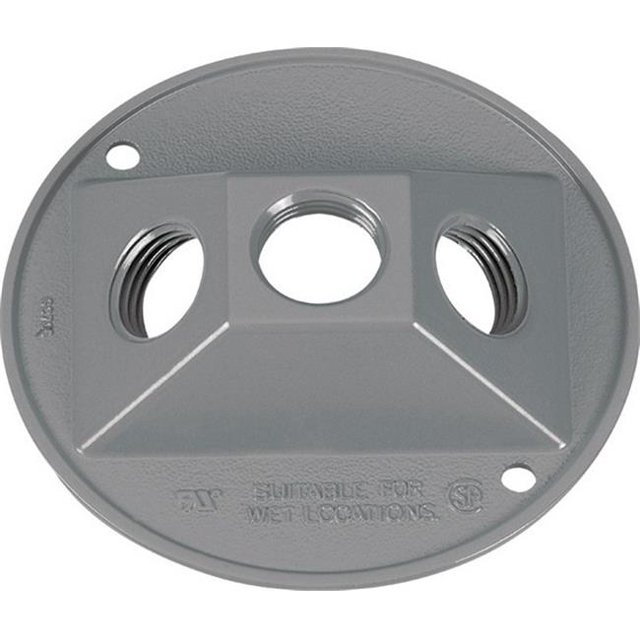 14383 Couvercle de Douille Résistant aux Intempéries Gris de 4,5 Po 3 Trous